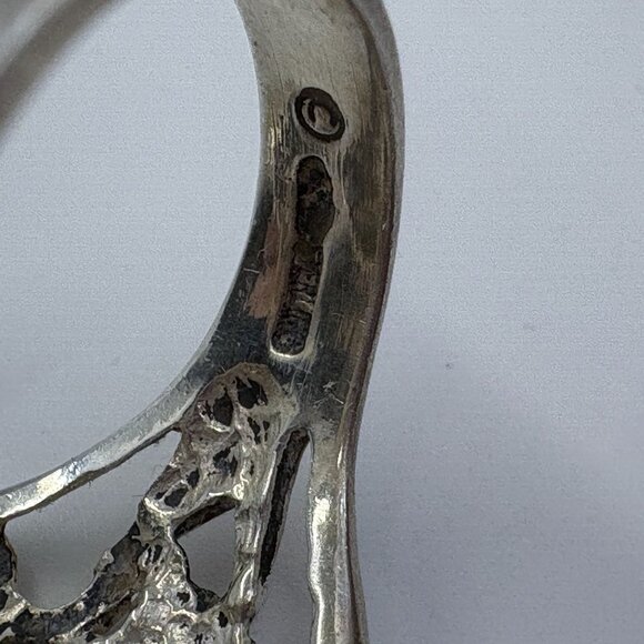 VTG Sterling Silver 925 Amethyst Prong Set Leaf Design Statement Ring Size 5.75 - Picture 5 of 9